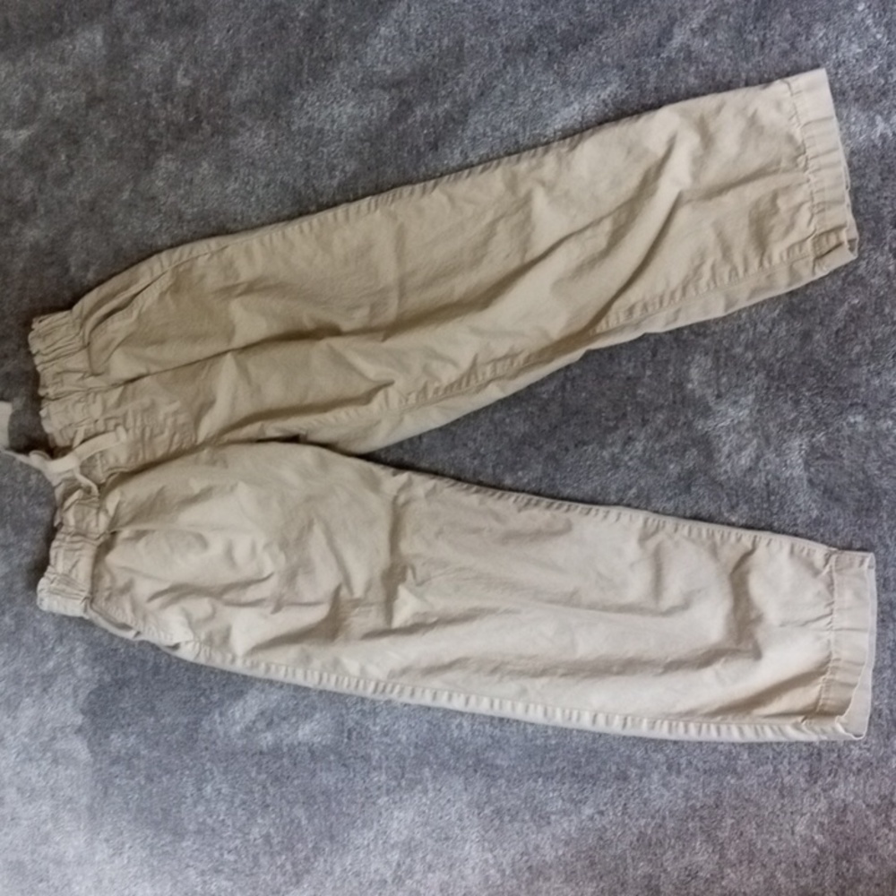 LOFT khaki elastic ruffled waist pull on pants